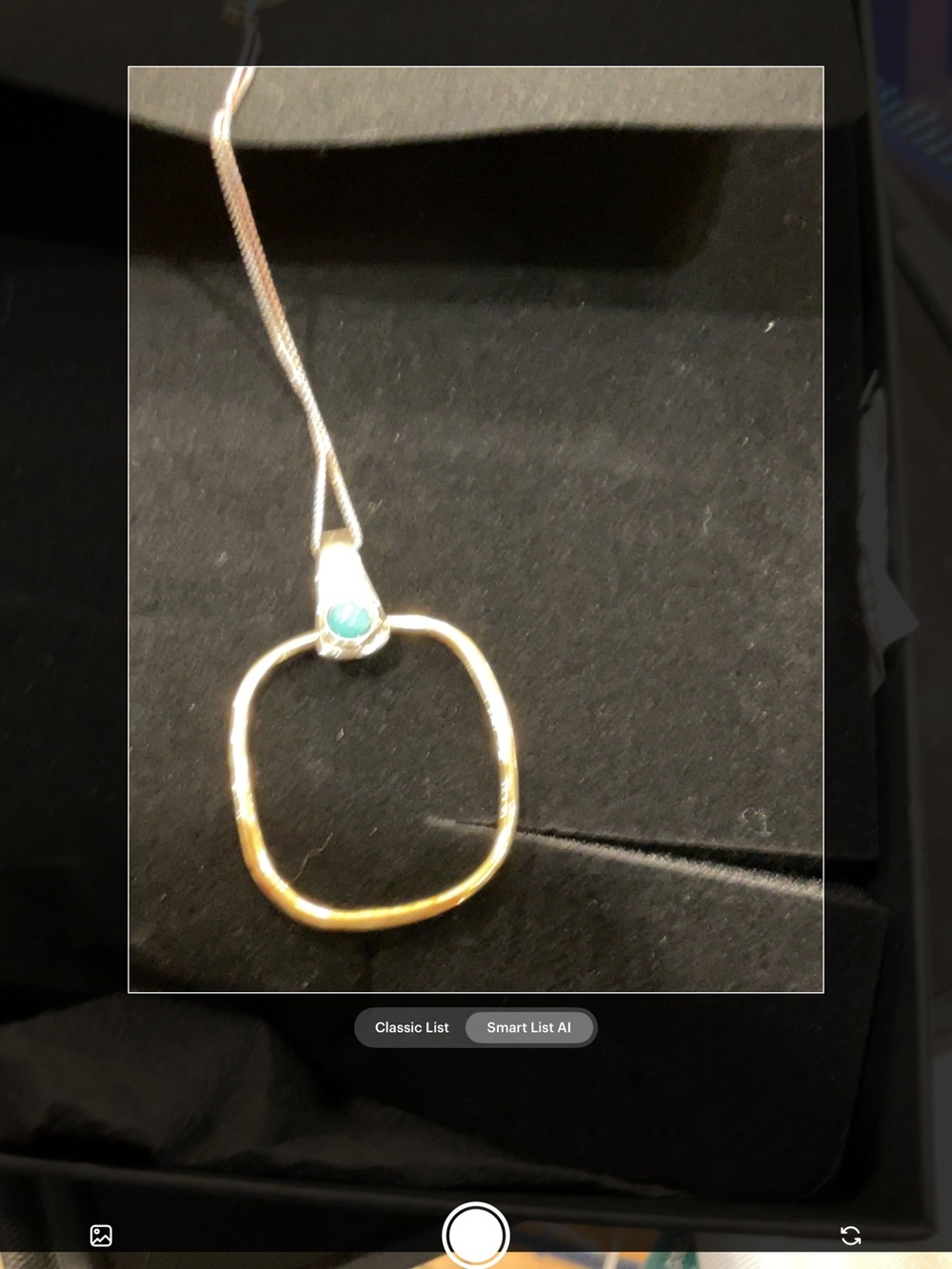 Gold Loop Pendant Necklace with Turquoise Accent